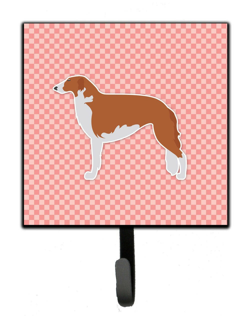 Borzoi Russian Greyhound Checkerboard Pink Leash or Key Holder BB3599SH4 by Caroline&#39;s Treasures