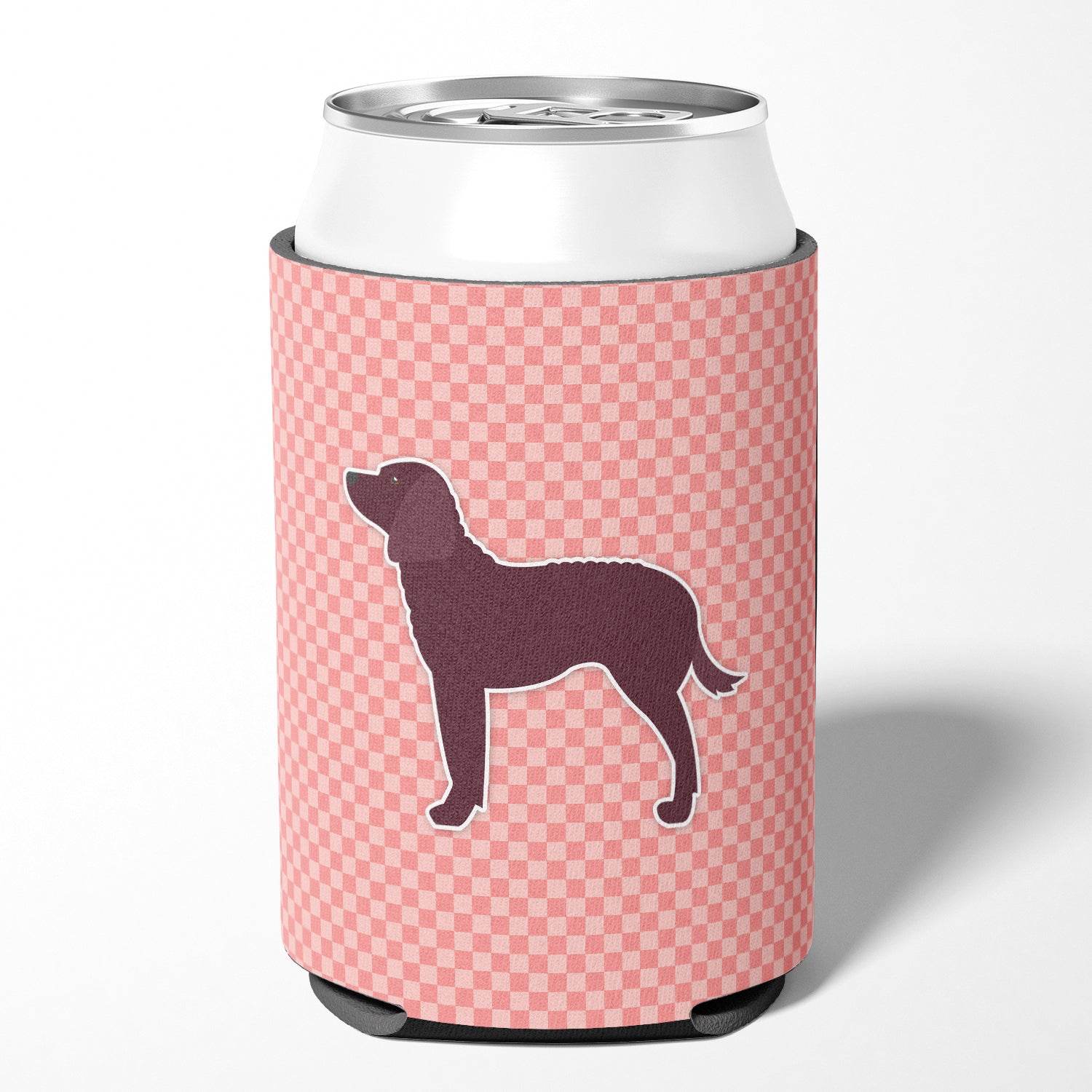 American Water Spaniel Checkerboard Pink Can or Bottle Hugger BB3601CC