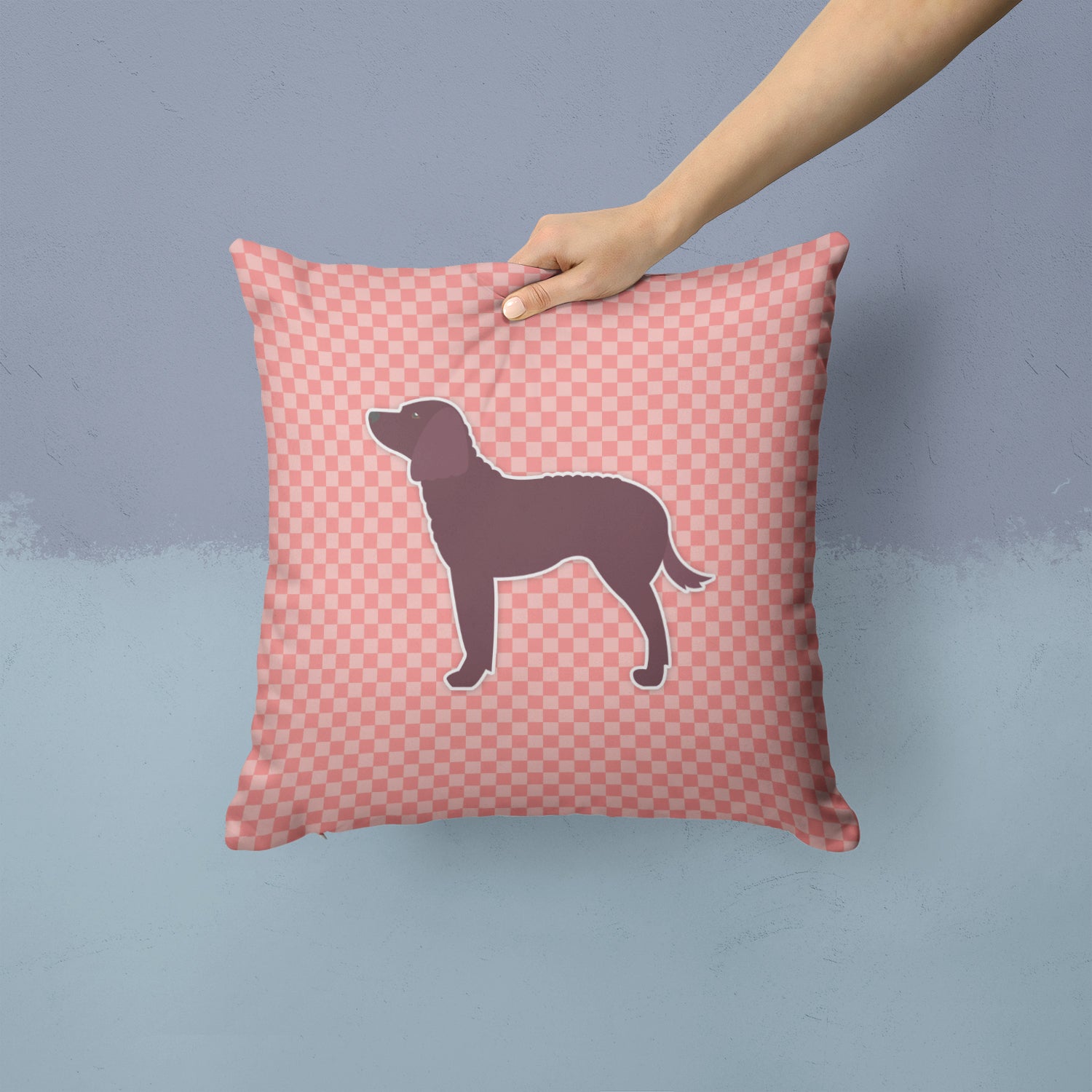 American Water Spaniel Checkerboard Pink Fabric Decorative Pillow BB3601PW1414 - the-store.com