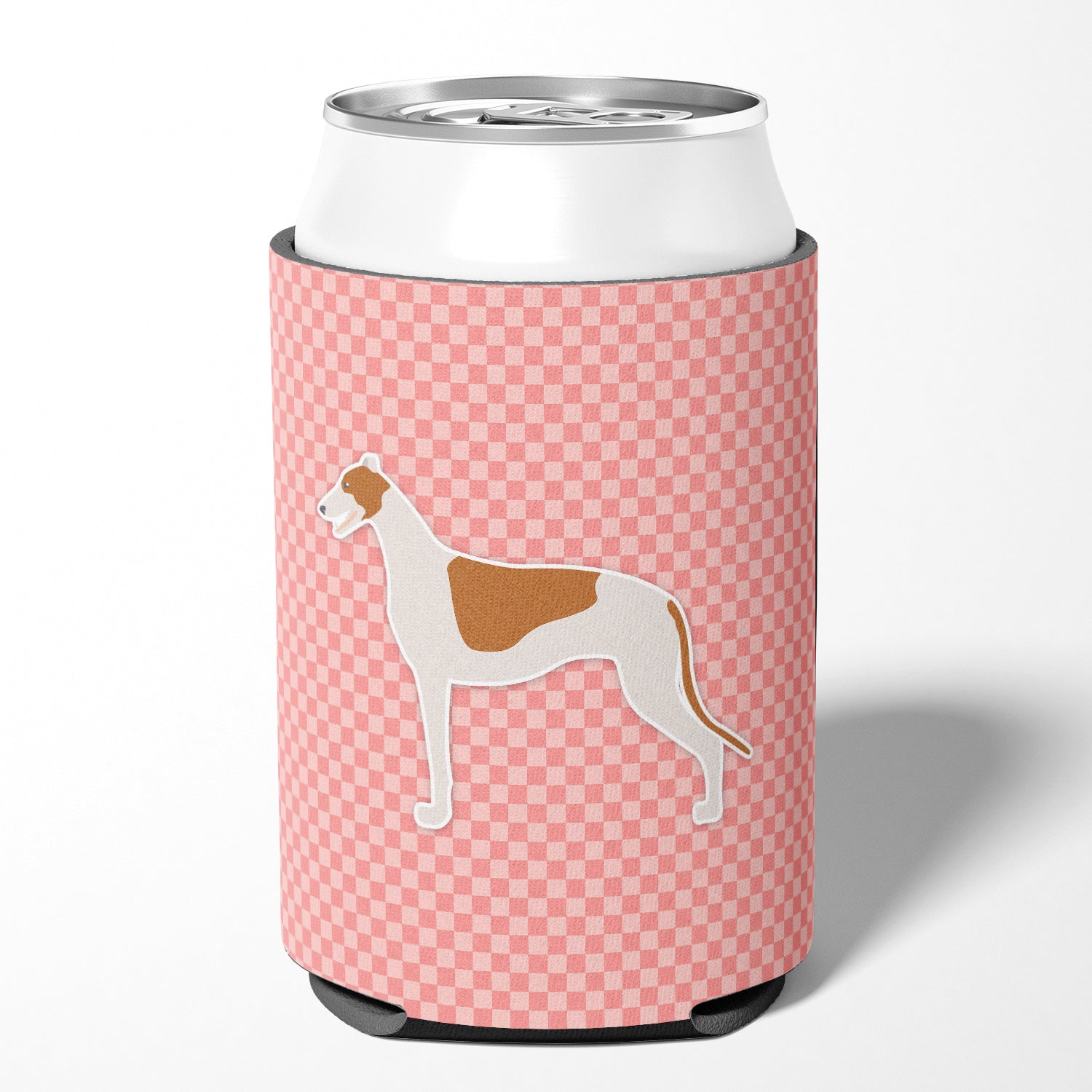Greyhound Checkerboard Pink Can or Bottle Hugger BB3605CC