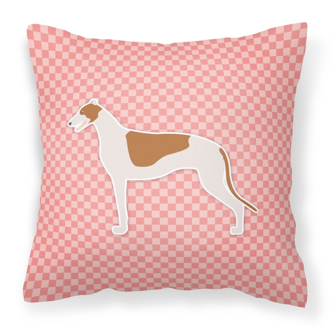 Greyhound Checkerboard Pink Fabric Decorative Pillow BB3605PW1818 by Caroline's Treasures