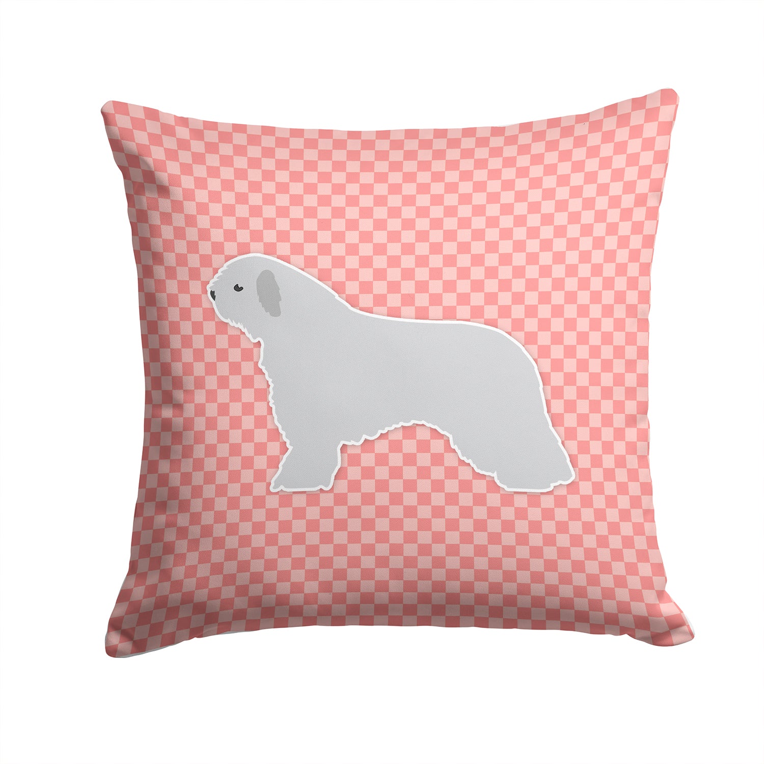 Spanish Water Dog Checkerboard Pink Fabric Decorative Pillow BB3615PW1414 - the-store.com