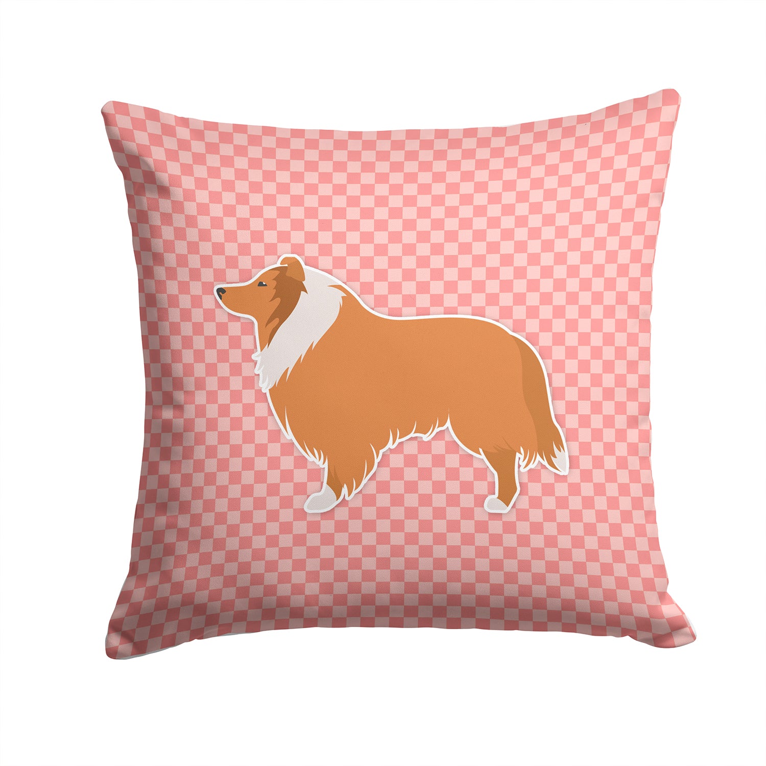 Collie Checkerboard Pink Fabric Decorative Pillow BB3616PW1414 - the-store.com