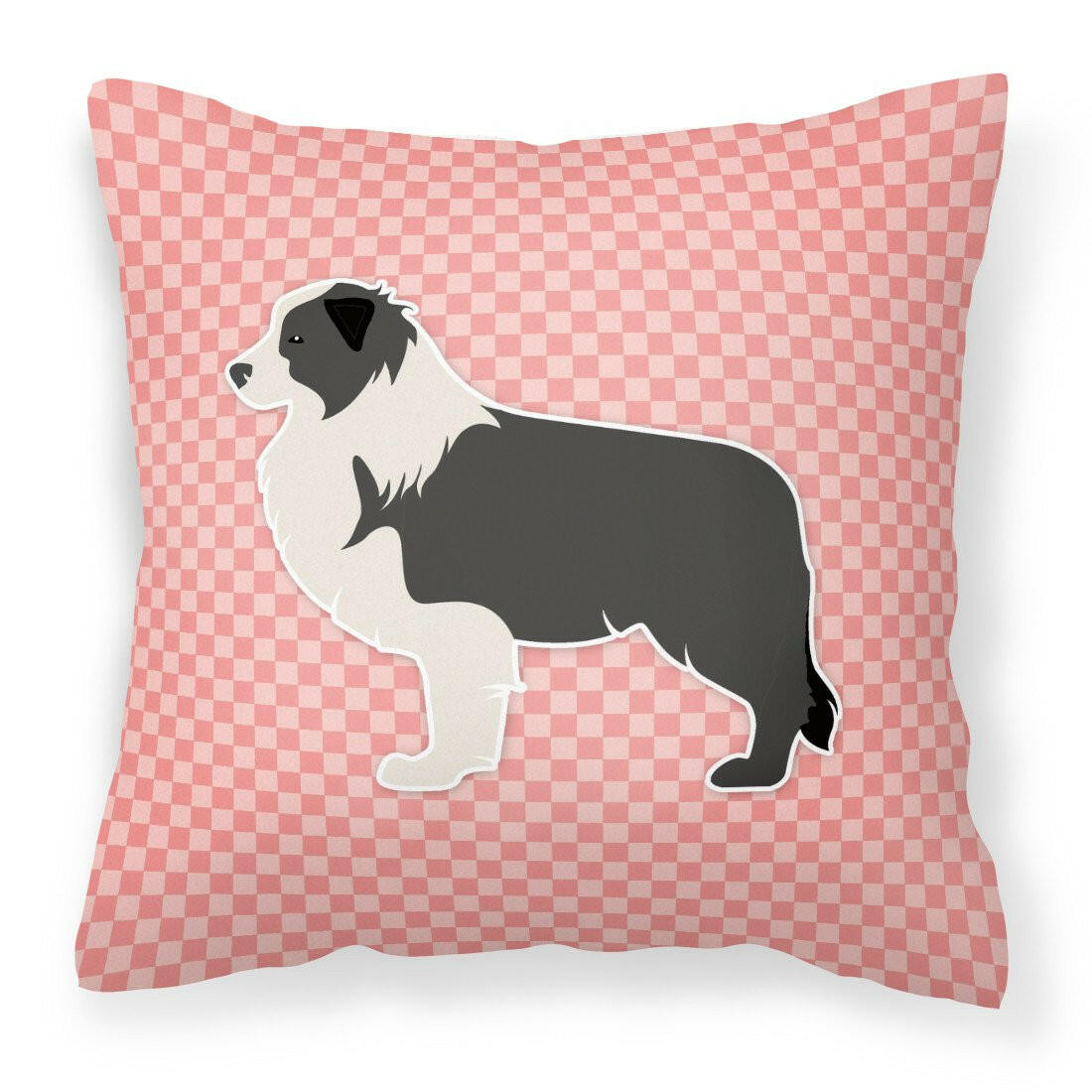 Black Border Collie Checkerboard Pink Fabric Decorative Pillow BB3623PW1818 by Caroline's Treasures