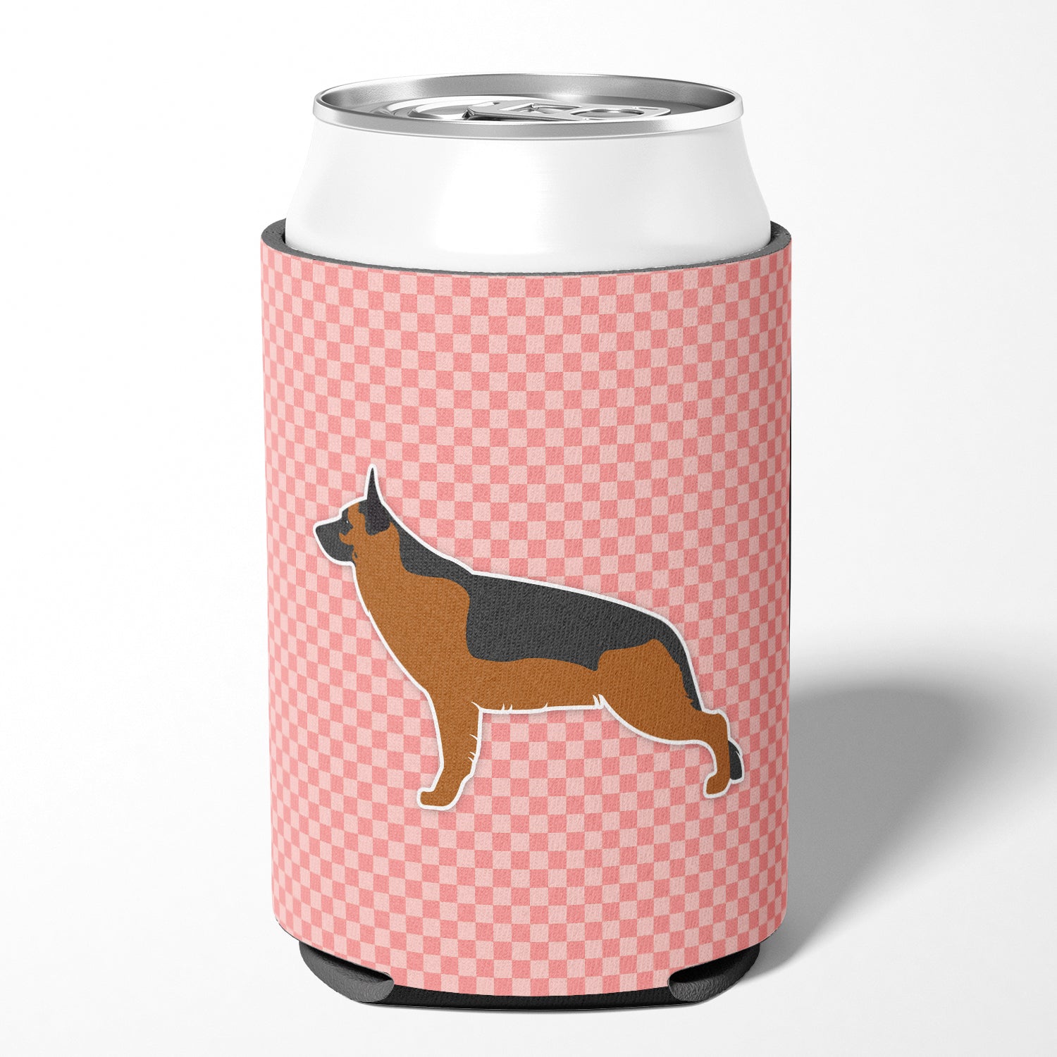 German Shepherd Checkerboard Pink Can or Bottle Hugger BB3624CC