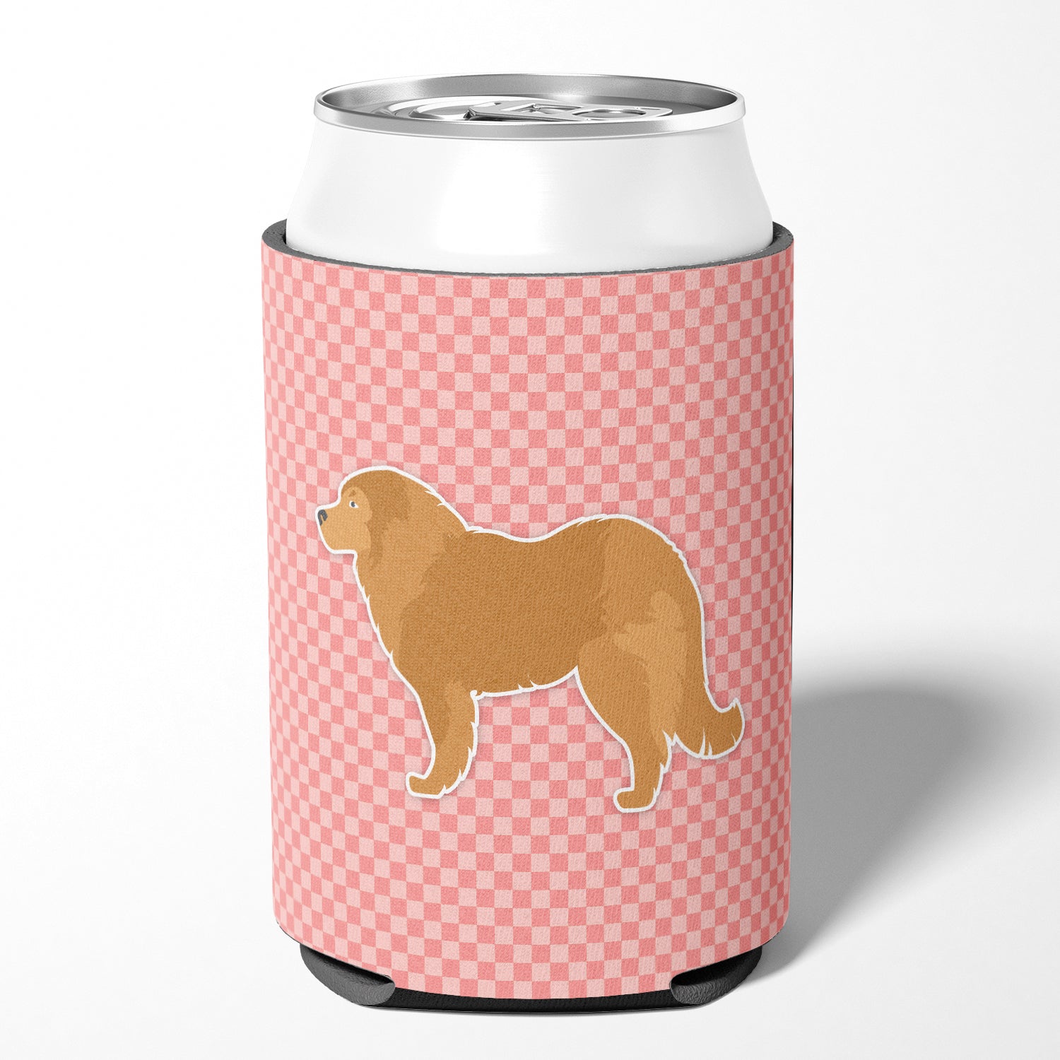 Caucasian Shepherd Dog Checkerboard Pink Can or Bottle Hugger BB3625CC