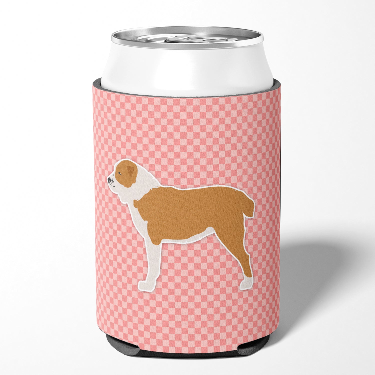 Central Asian Shepherd Dog Checkerboard Pink Can or Bottle Hugger BB3628CC