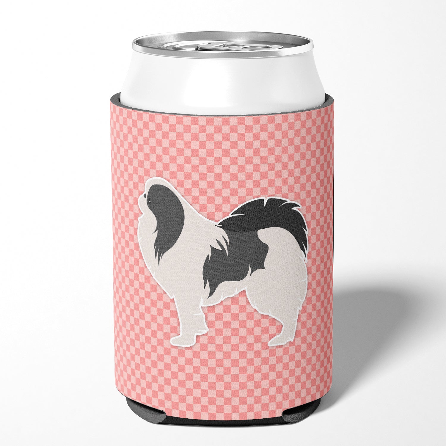 Japanese Chin Checkerboard Pink Can or Bottle Hugger BB3637CC