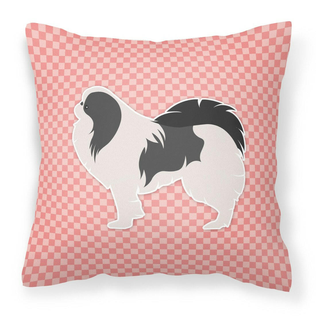 Japanese Chin Checkerboard Pink Fabric Decorative Pillow BB3637PW1818 by Caroline's Treasures