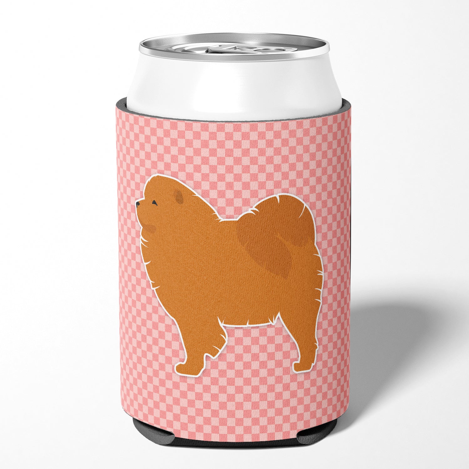 Chow Chow Checkerboard Pink Can or Bottle Hugger BB3651CC