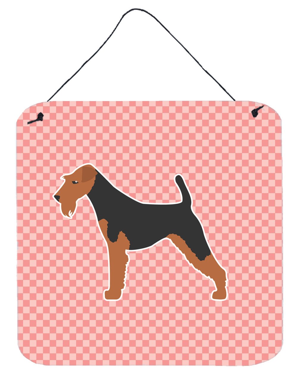 Airedale Terrier Checkerboard Pink Wall or Door Hanging Prints BB3657DS66 by Caroline's Treasures
