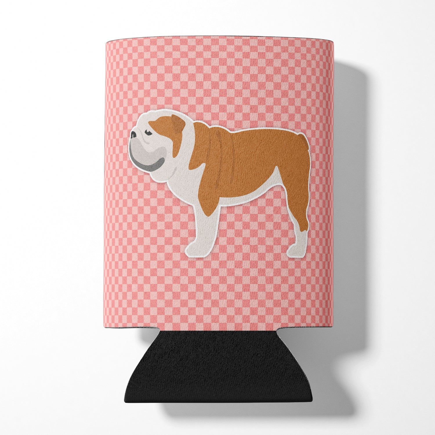 English Bulldog Checkerboard Pink Can or Bottle Hugger BB3662CC  the-store.com.