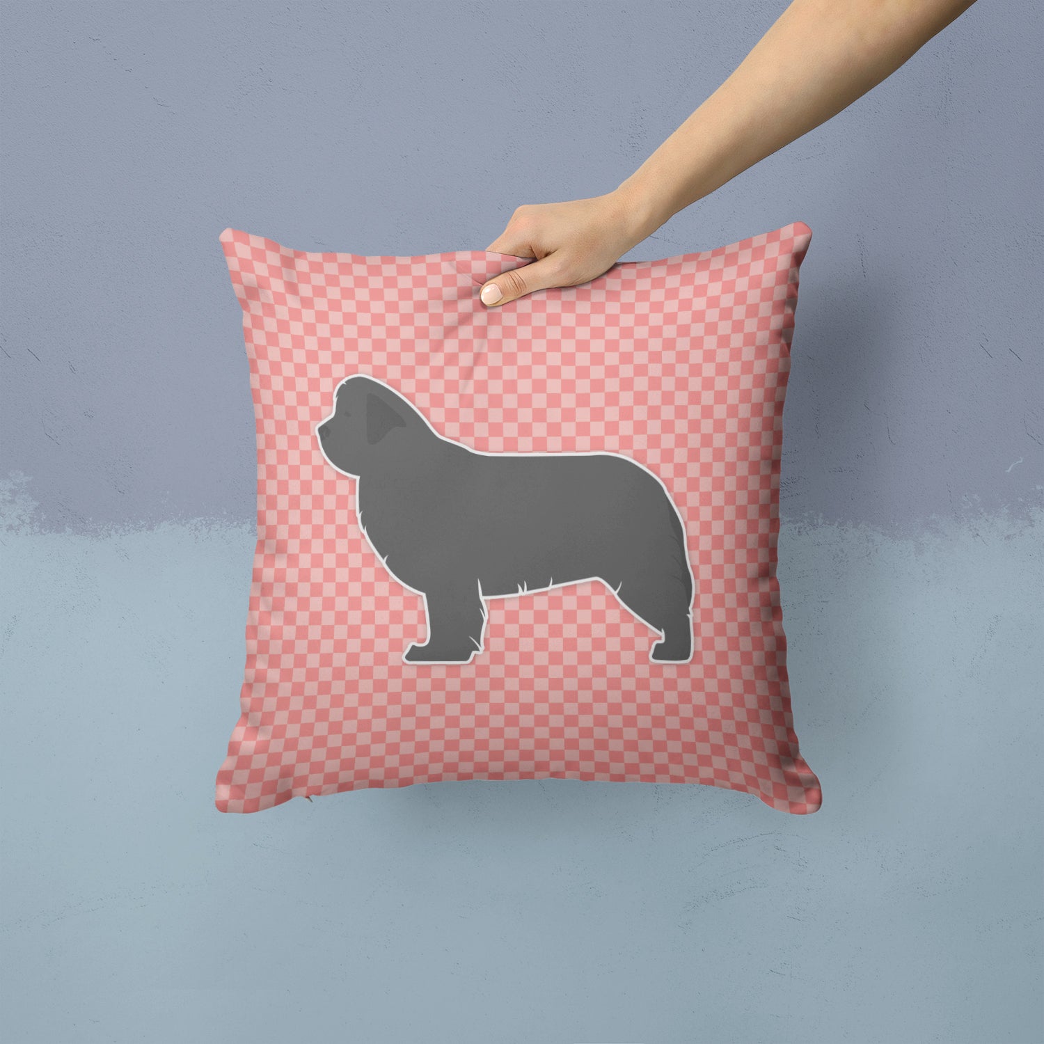 Newfoundland Checkerboard Pink Fabric Decorative Pillow BB3664PW1414 - the-store.com