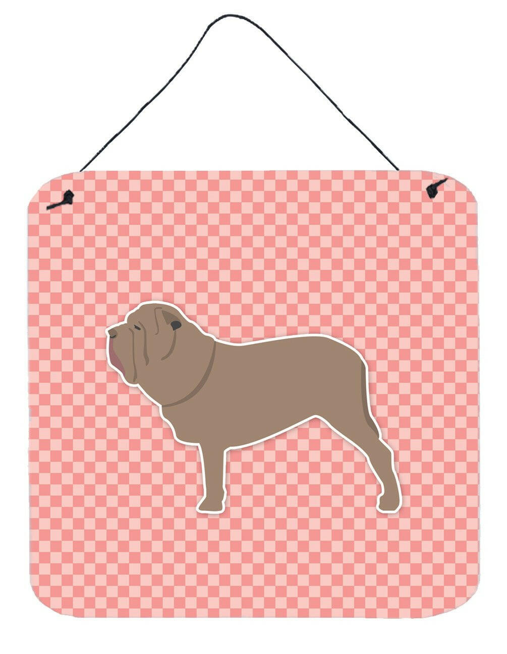 Neapolitan Mastiff Checkerboard Pink Wall or Door Hanging Prints BB3665DS66 by Caroline's Treasures