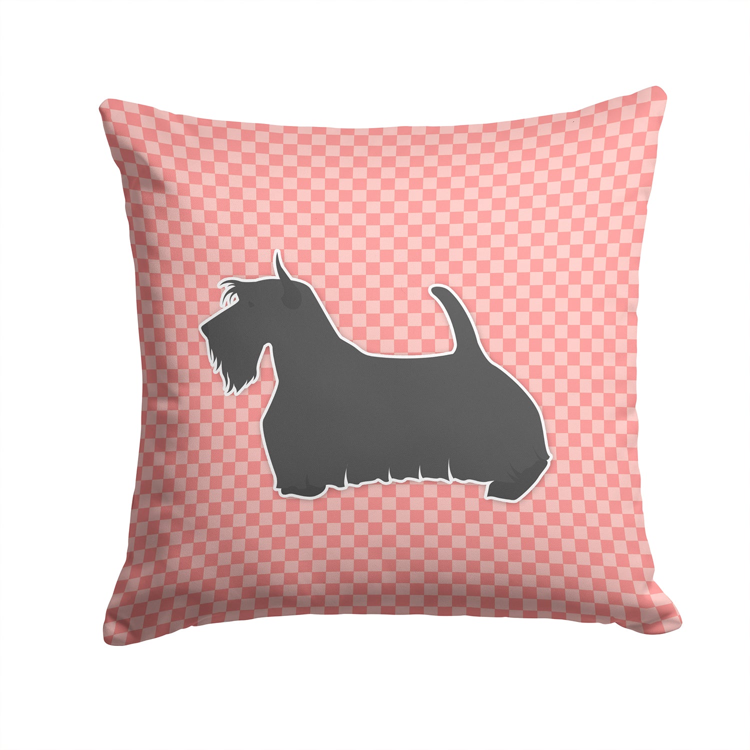 Scottish Terrier Checkerboard Pink Fabric Decorative Pillow BB3669PW1414 - the-store.com