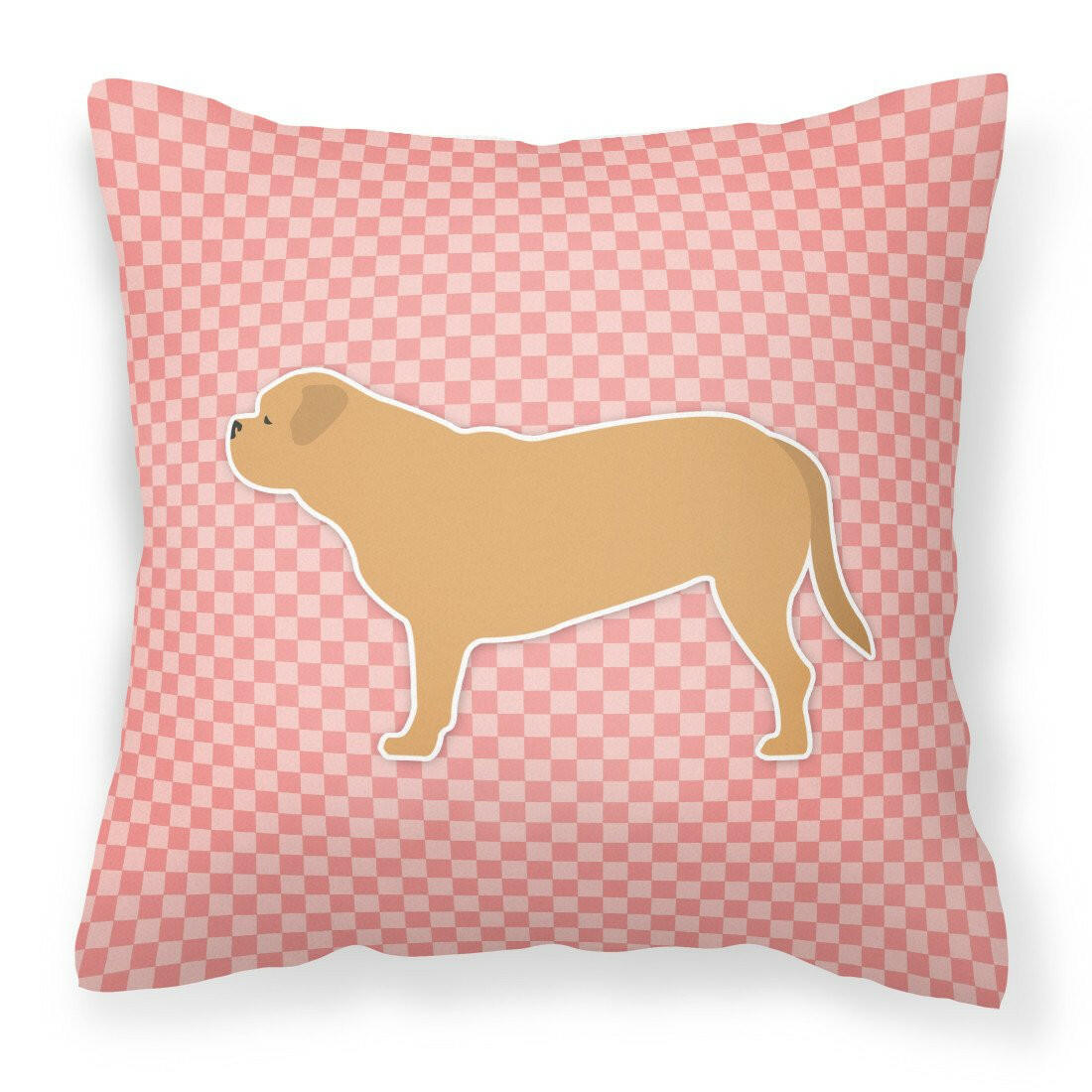 Dogue de Bordeaux Checkerboard Pink Fabric Decorative Pillow BB3670PW1818 by Caroline&#39;s Treasures