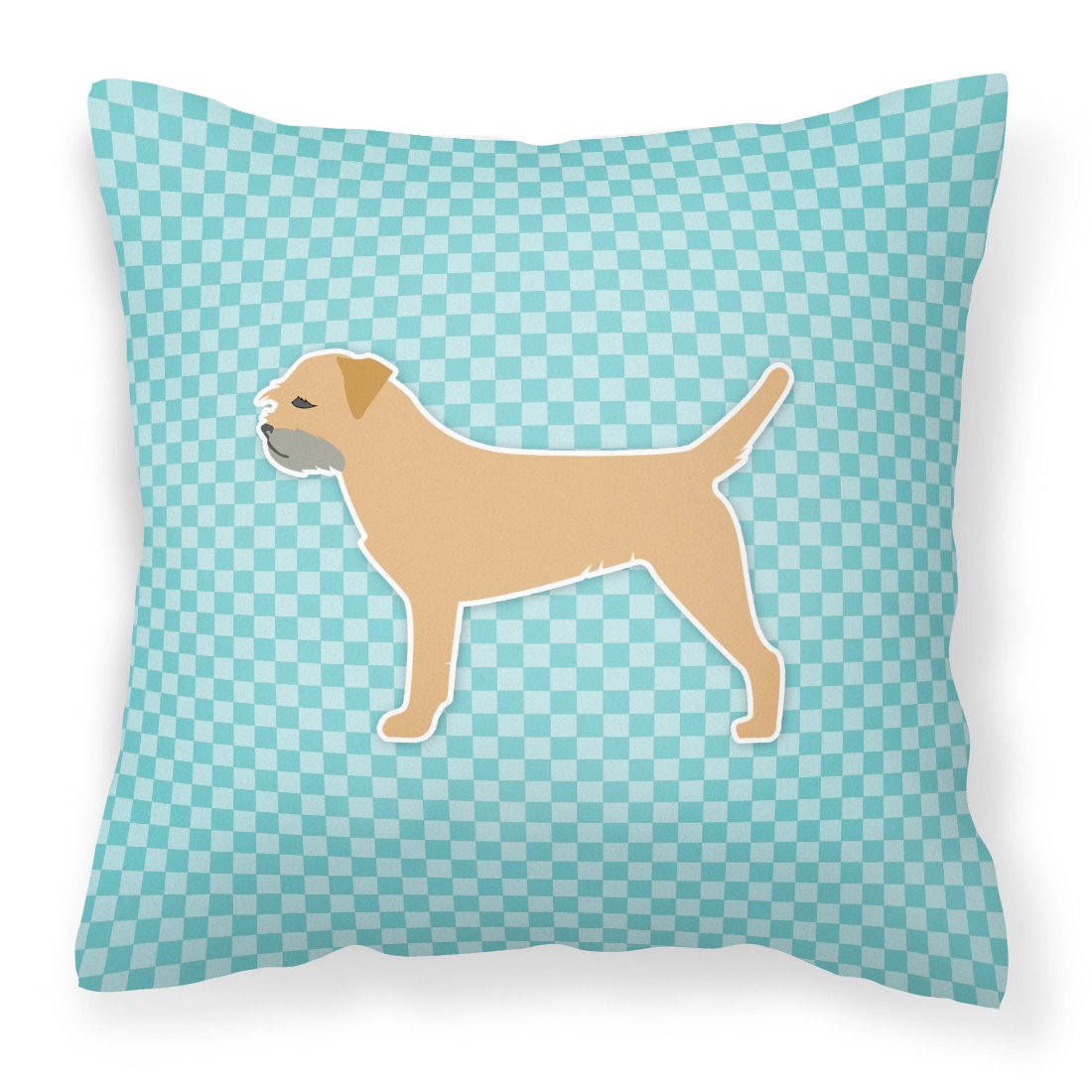 Border Terrier  Checkerboard Blue Fabric Decorative Pillow BB3689PW1818 by Caroline's Treasures