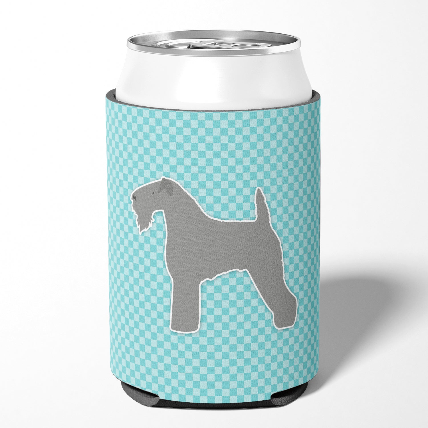 Kerry Blue Terrier  Checkerboard Blue Can or Bottle Hugger BB3692CC