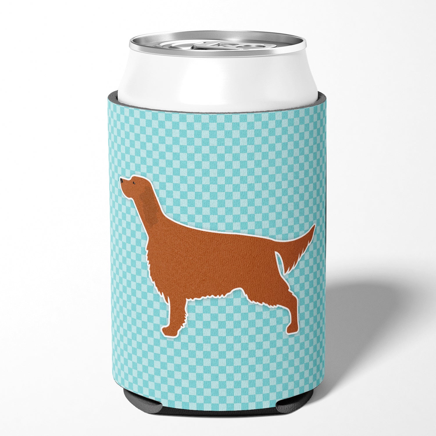 Irish Setter  Checkerboard Blue Can or Bottle Hugger BB3693CC  the-store.com.