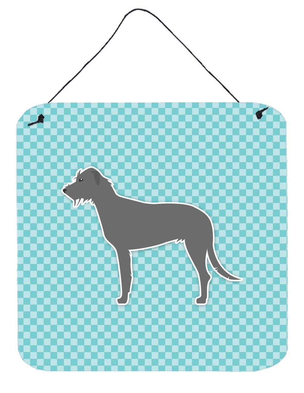 Irish Wolfhound  Checkerboard Blue Wall or Door Hanging Prints BB3703DS66 by Caroline's Treasures