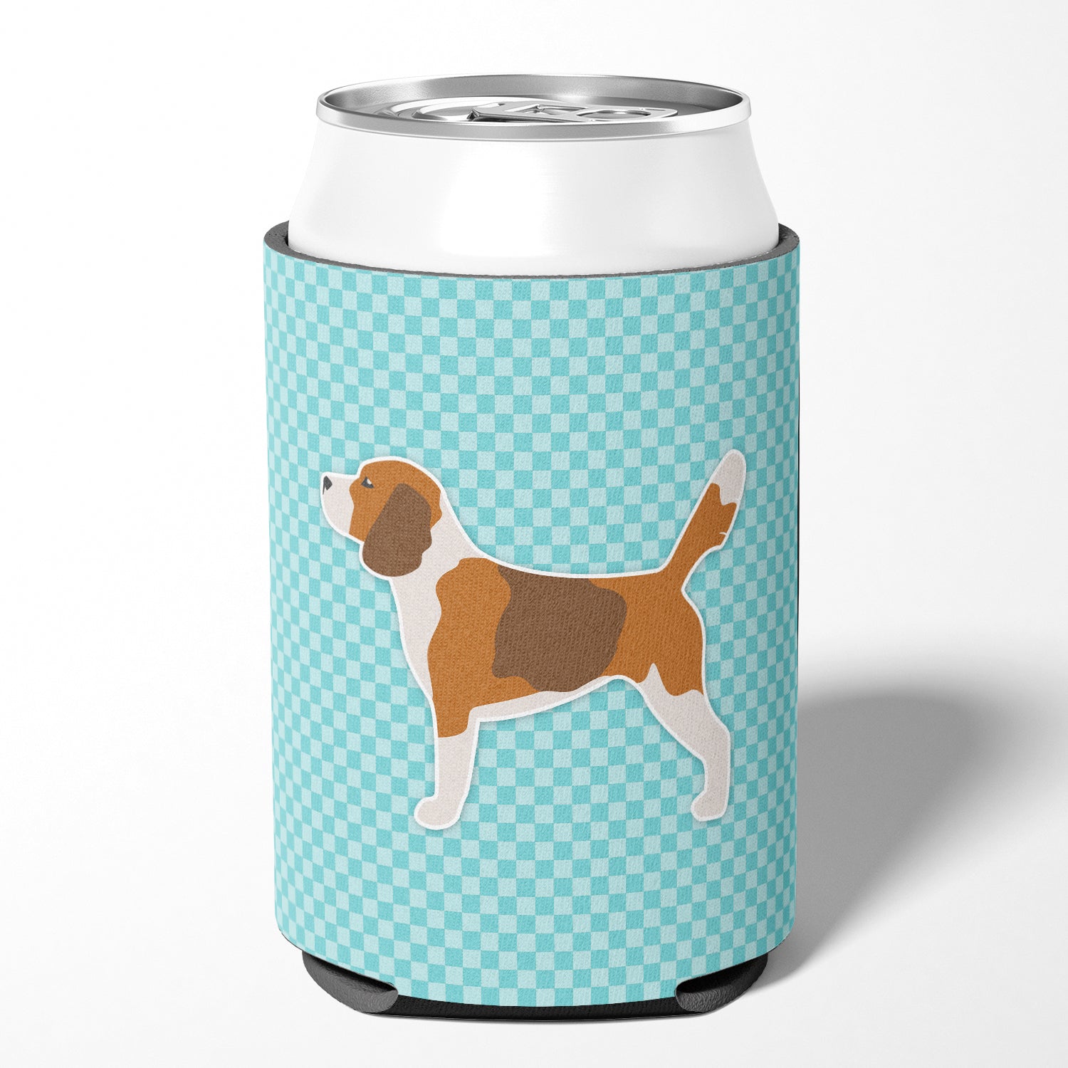 Beagle Checkerboard Blue Can or Bottle Hugger BB3710CC