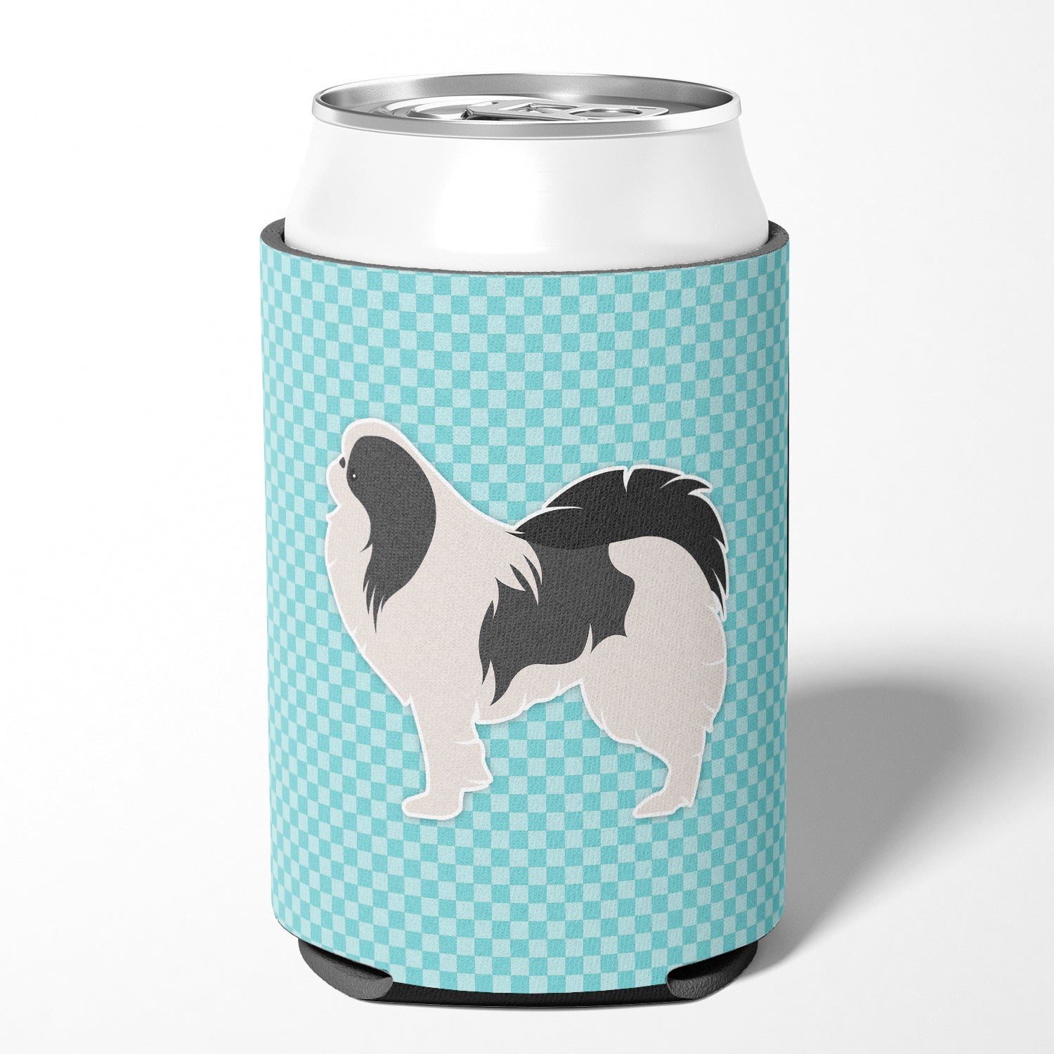 Japanese Chin Checkerboard Blue Can or Bottle Hugger BB3737CC
