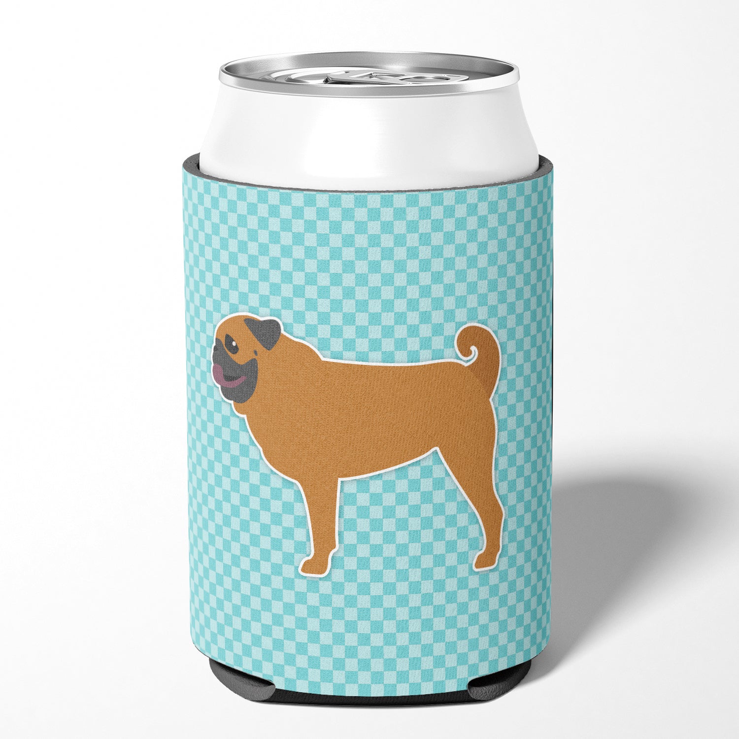 Pug Checkerboard Blue Can or Bottle Hugger BB3747CC  the-store.com.