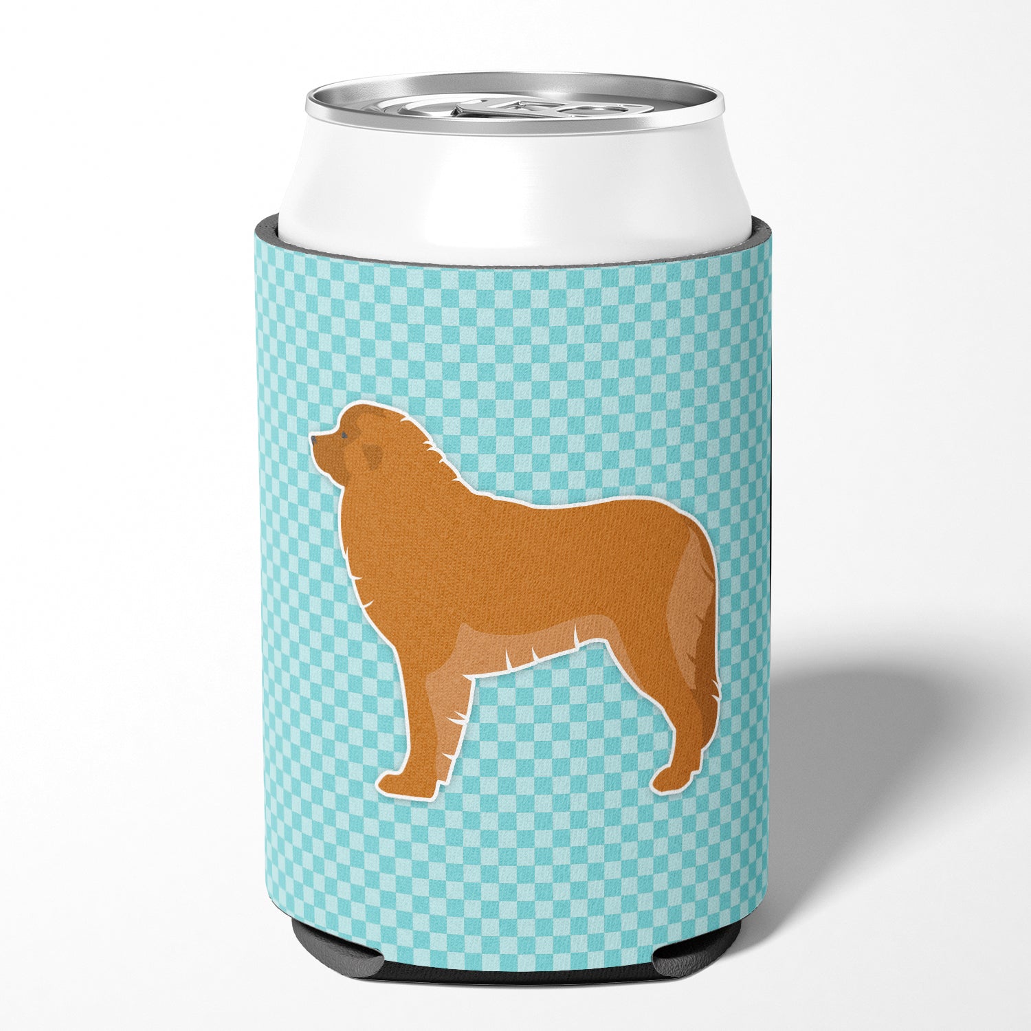 Leonberger Checkerboard Blue Can or Bottle Hugger BB3758CC  the-store.com.