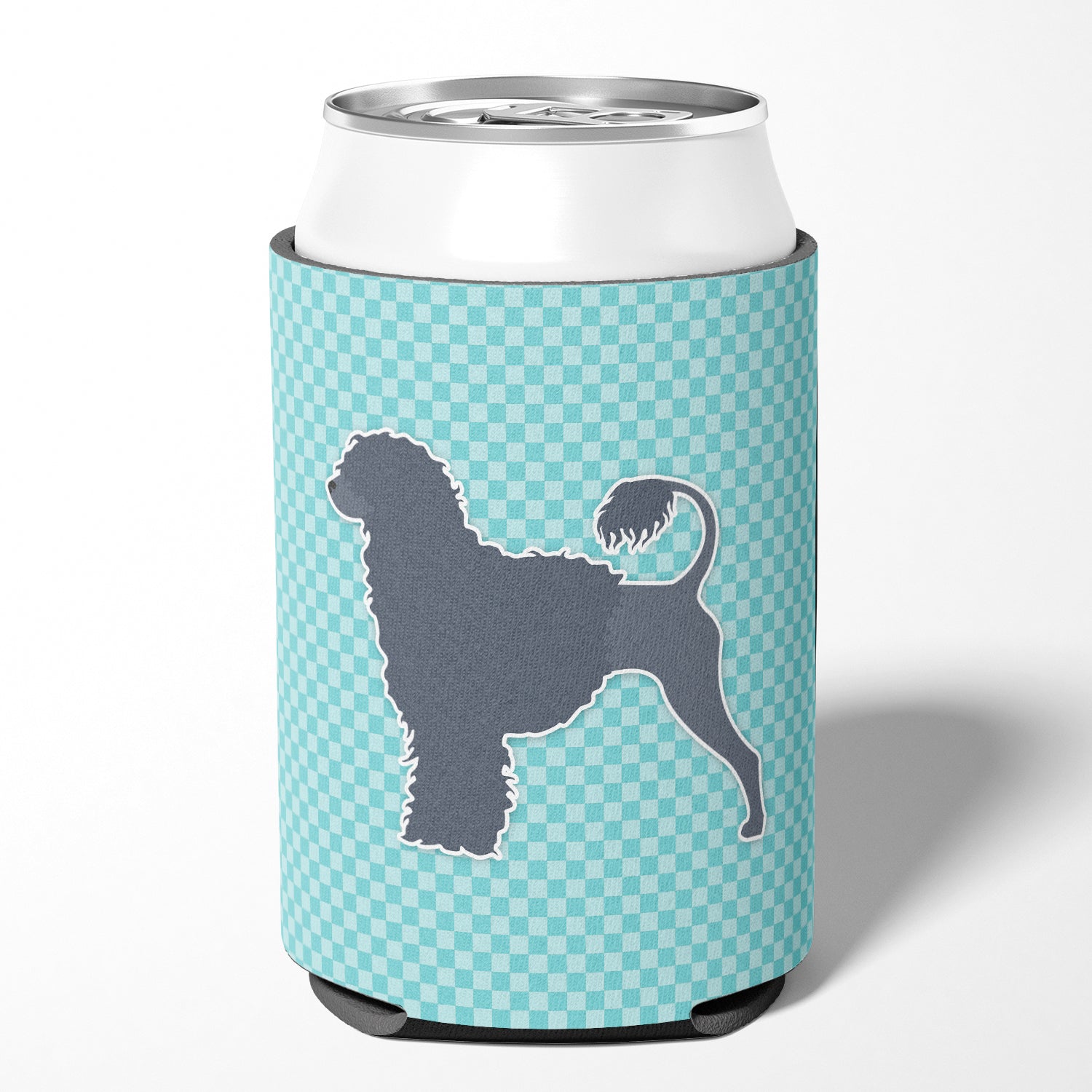Portuguese Water Dog Checkerboard Blue Can or Bottle Hugger BB3768CC