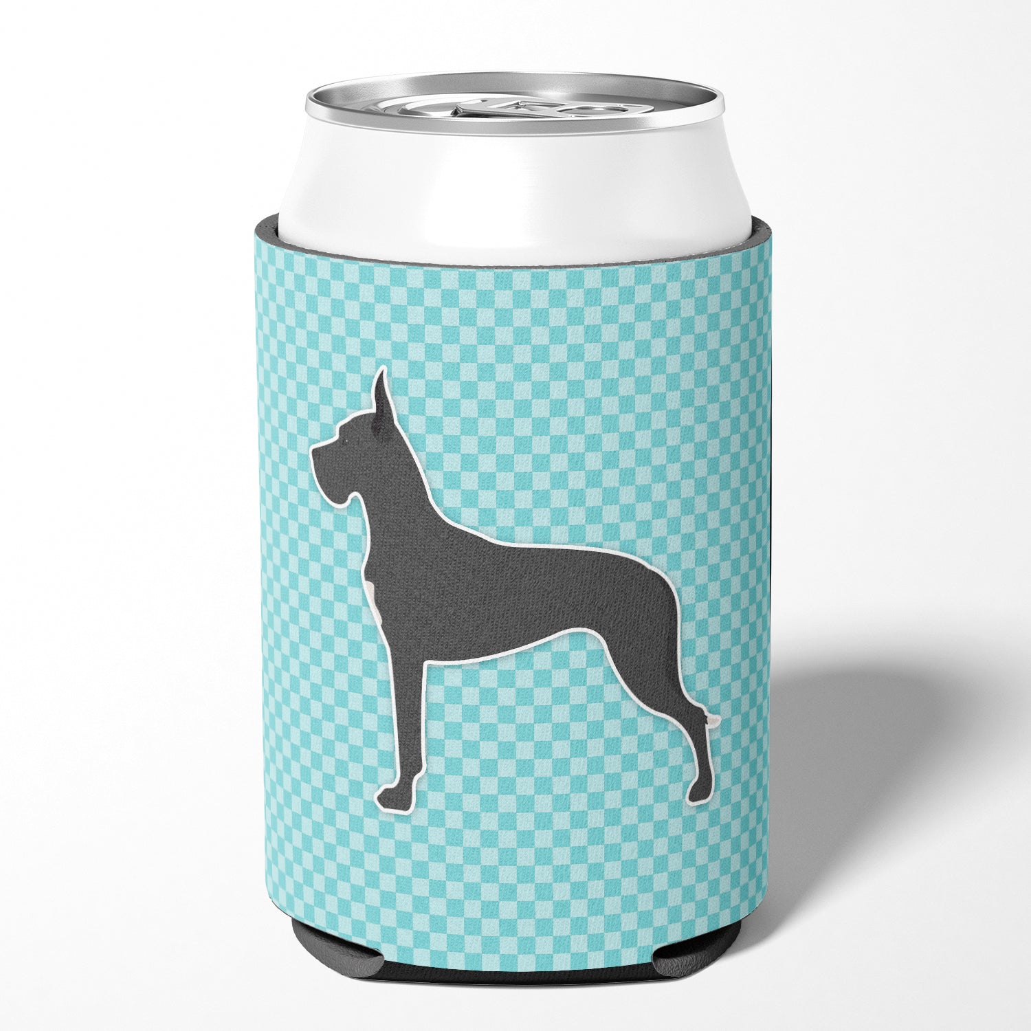Great Dane Checkerboard Blue Can or Bottle Hugger BB3775CC