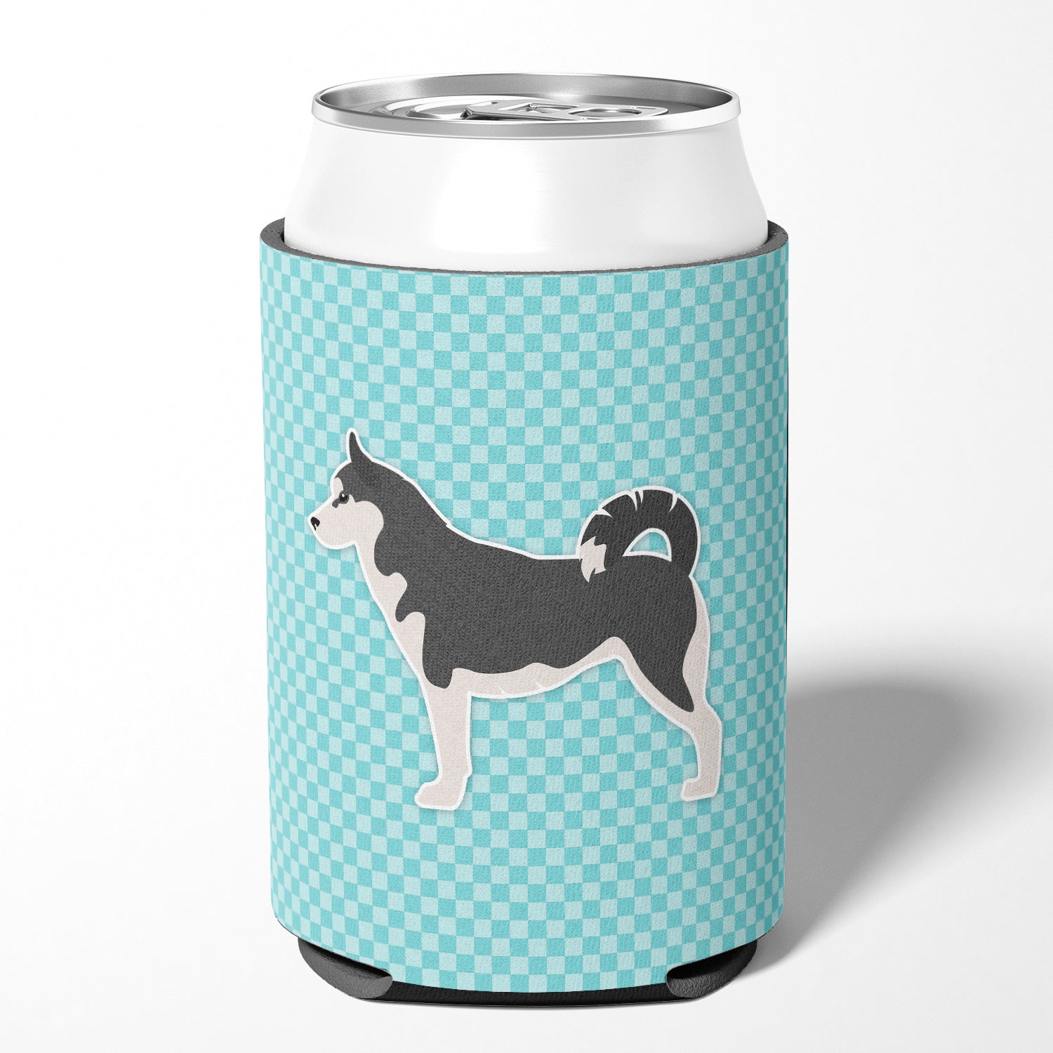 Siberian Husky Checkerboard Blue Can or Bottle Hugger BB3780CC
