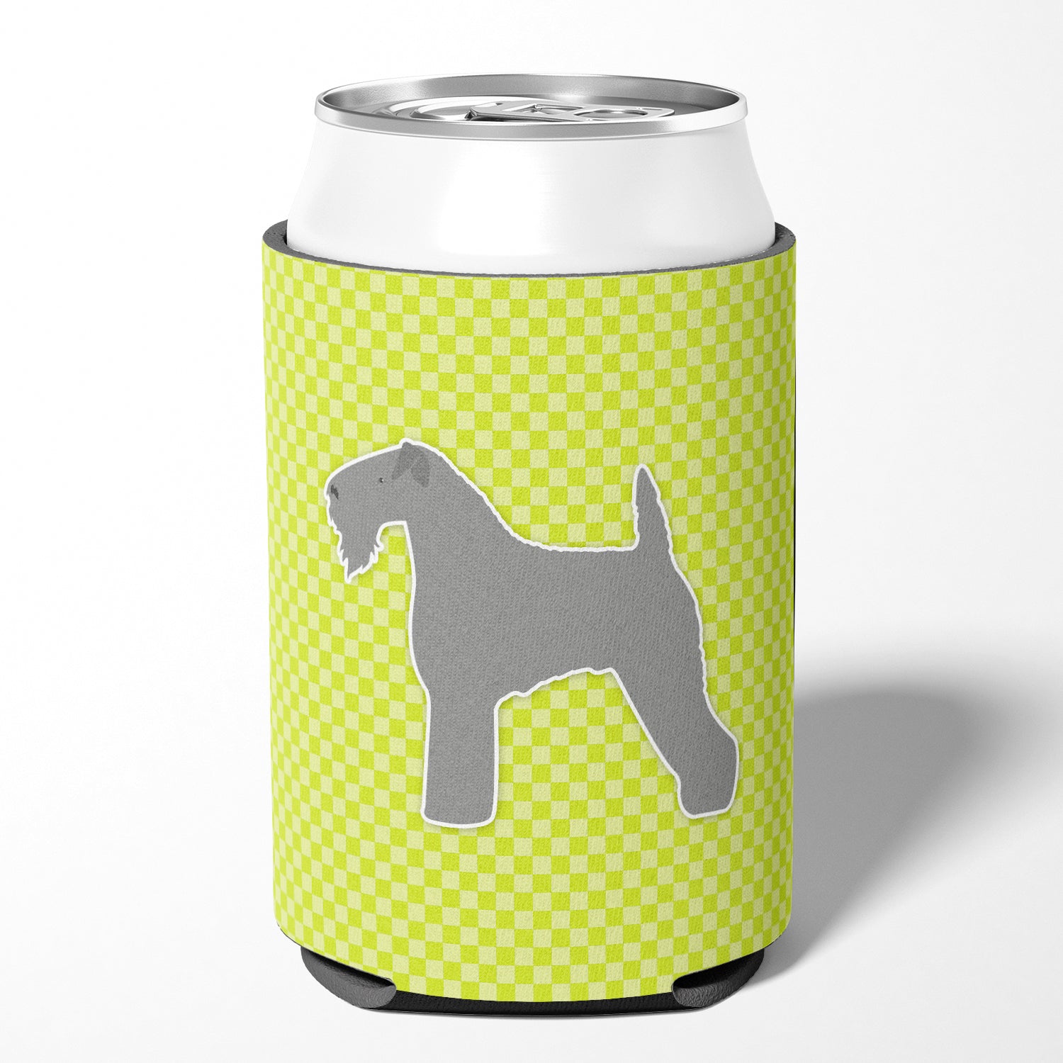 Kerry Blue Terrier Checkerboard Green Can or Bottle Hugger BB3792CC