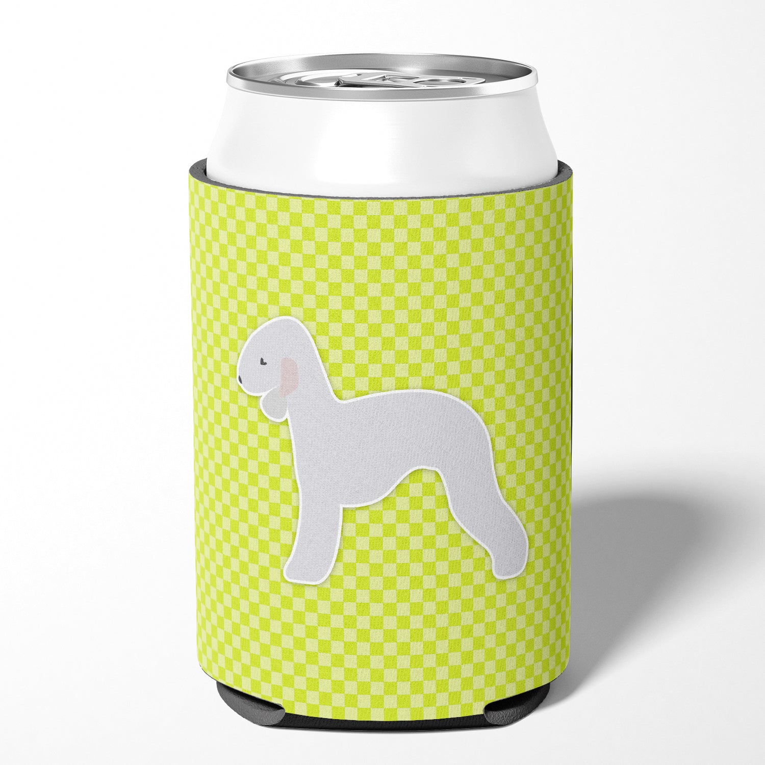 Bedlington Terrier Checkerboard Green Can or Bottle Hugger BB3794CC