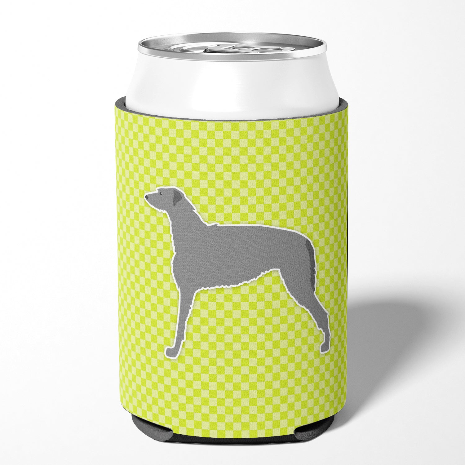 Scottish Deerhound Checkerboard Green Can or Bottle Hugger BB3796CC