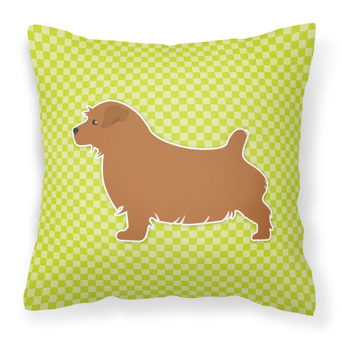 Norfolk Terrier Checkerboard Green Fabric Decorative Pillow BB3809PW1818 by Caroline's Treasures