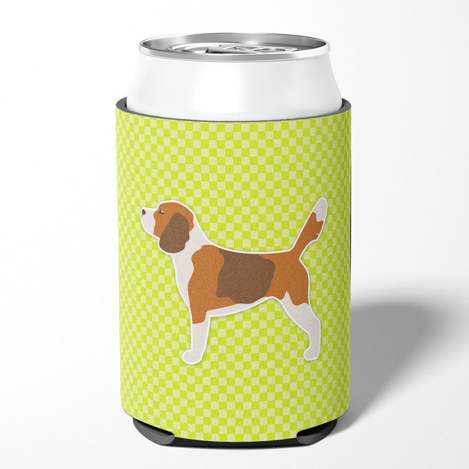 Beagle Checkerboard Green Can or Bottle Hugger BB3810CC