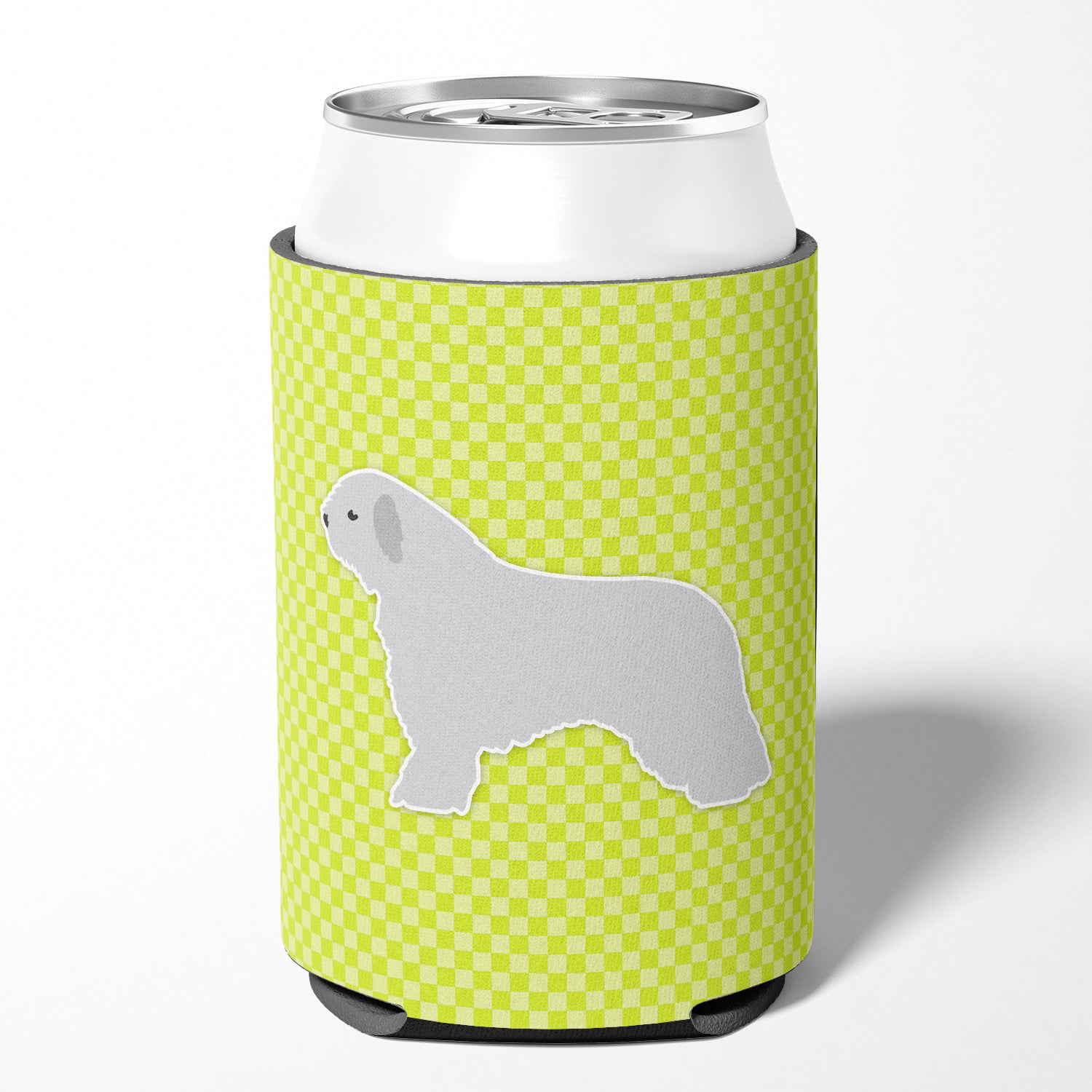 Spanish Water Dog Checkerboard Green Can or Bottle Hugger BB3815CC