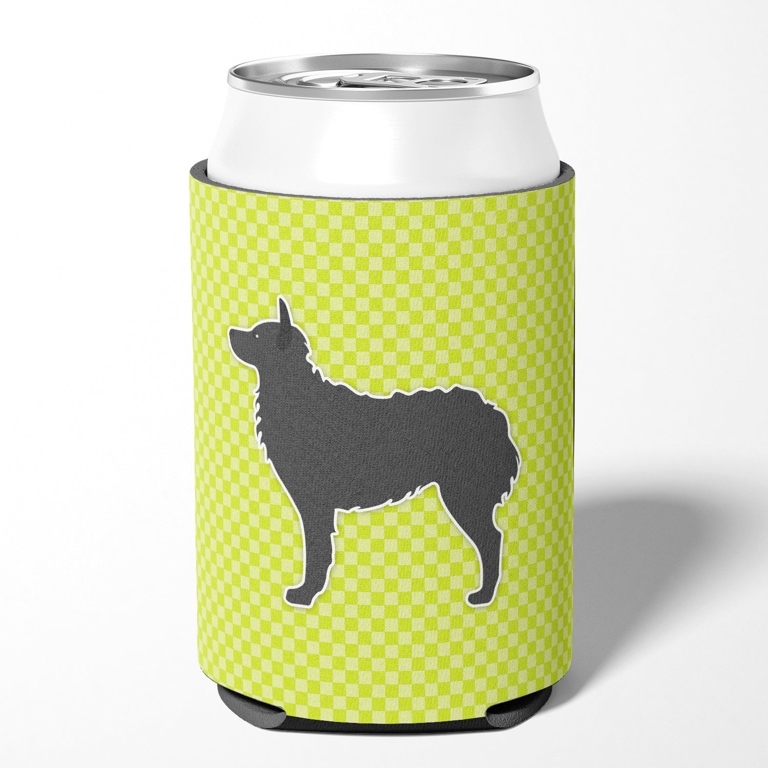 Croatian Sheepdog Checkerboard Green Can or Bottle Hugger BB3821CC