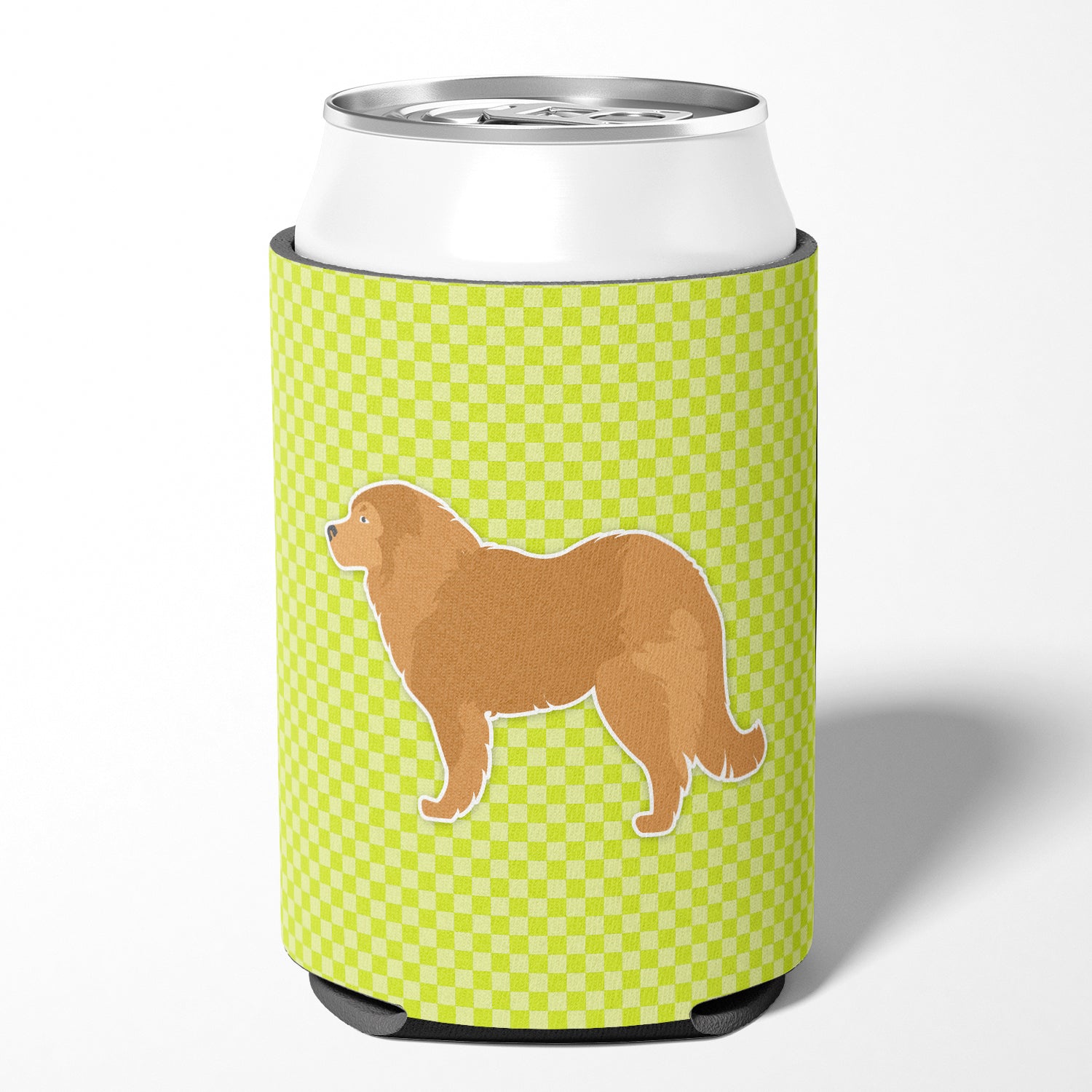 Caucasian Shepherd Dog Checkerboard Green Can or Bottle Hugger BB3825CC