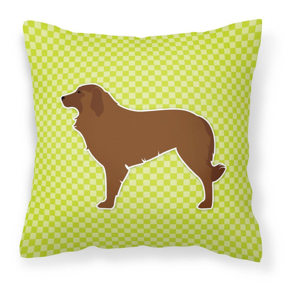 Portuguese Sheepdog Dog Checkerboard Green Fabric Decorative Pillow BB3831PW1818 by Caroline&#39;s Treasures