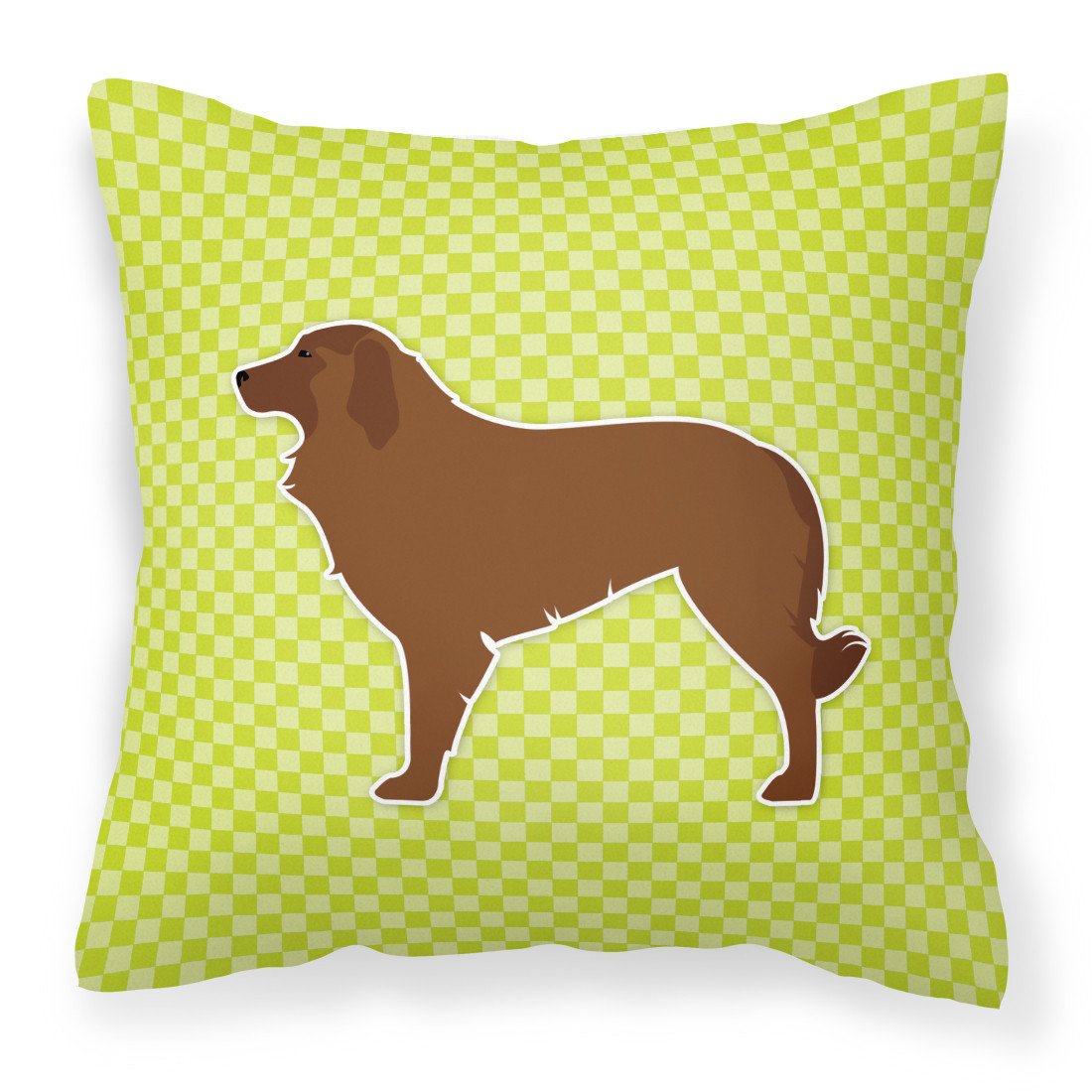 Portuguese Sheepdog Dog Checkerboard Green Fabric Decorative Pillow BB3831PW1818 by Caroline's Treasures