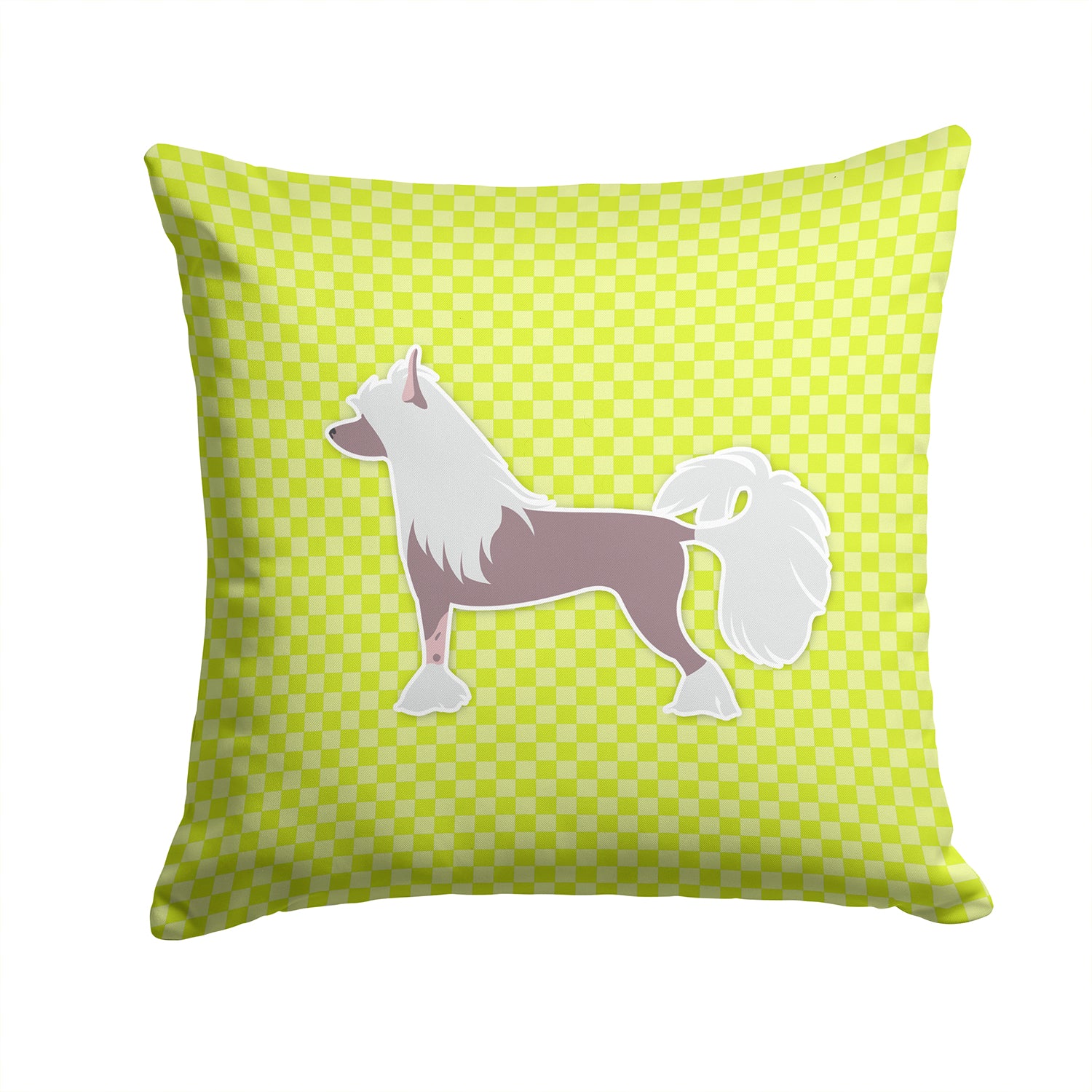 Chinese Crested Checkerboard Green Fabric Decorative Pillow BB3843PW1414 - the-store.com