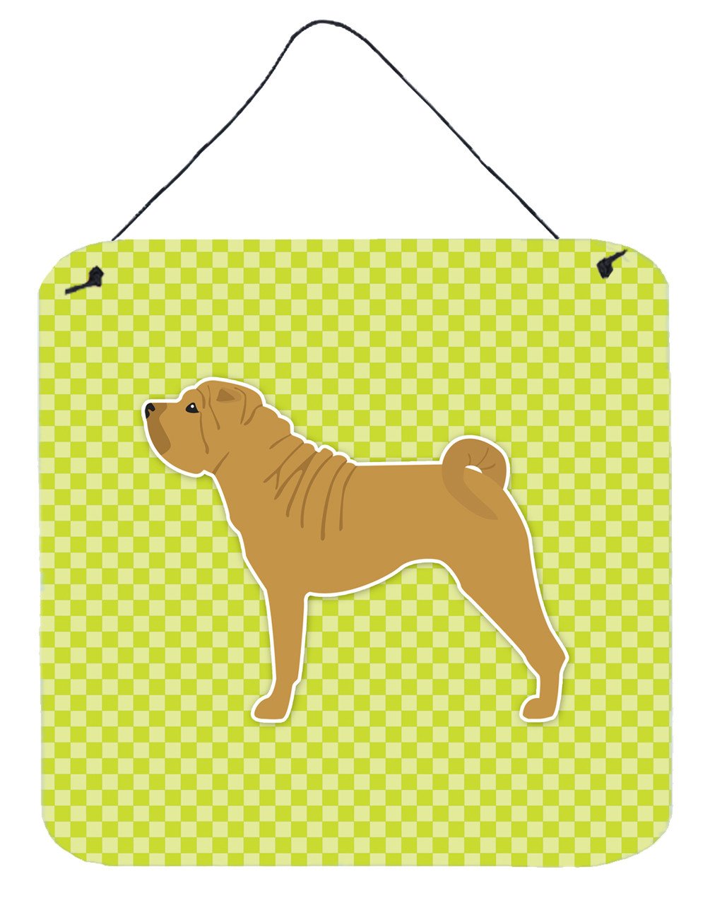 Shar Pei Checkerboard Green Wall or Door Hanging Prints BB3852DS66 by Caroline's Treasures