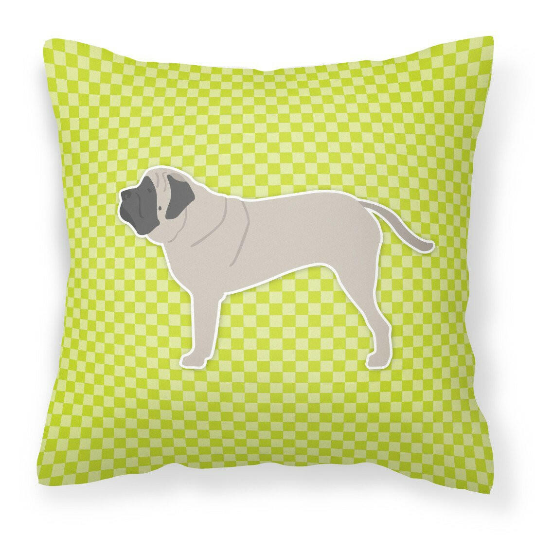 English Mastiff Checkerboard Green Fabric Decorative Pillow BB3856PW1818 by Caroline&#39;s Treasures