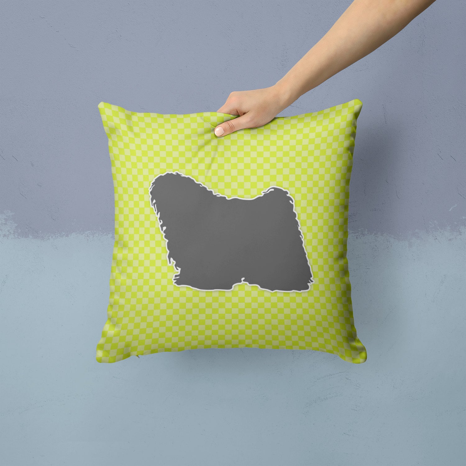 Puli Checkerboard Green Fabric Decorative Pillow BB3863PW1414 - the-store.com