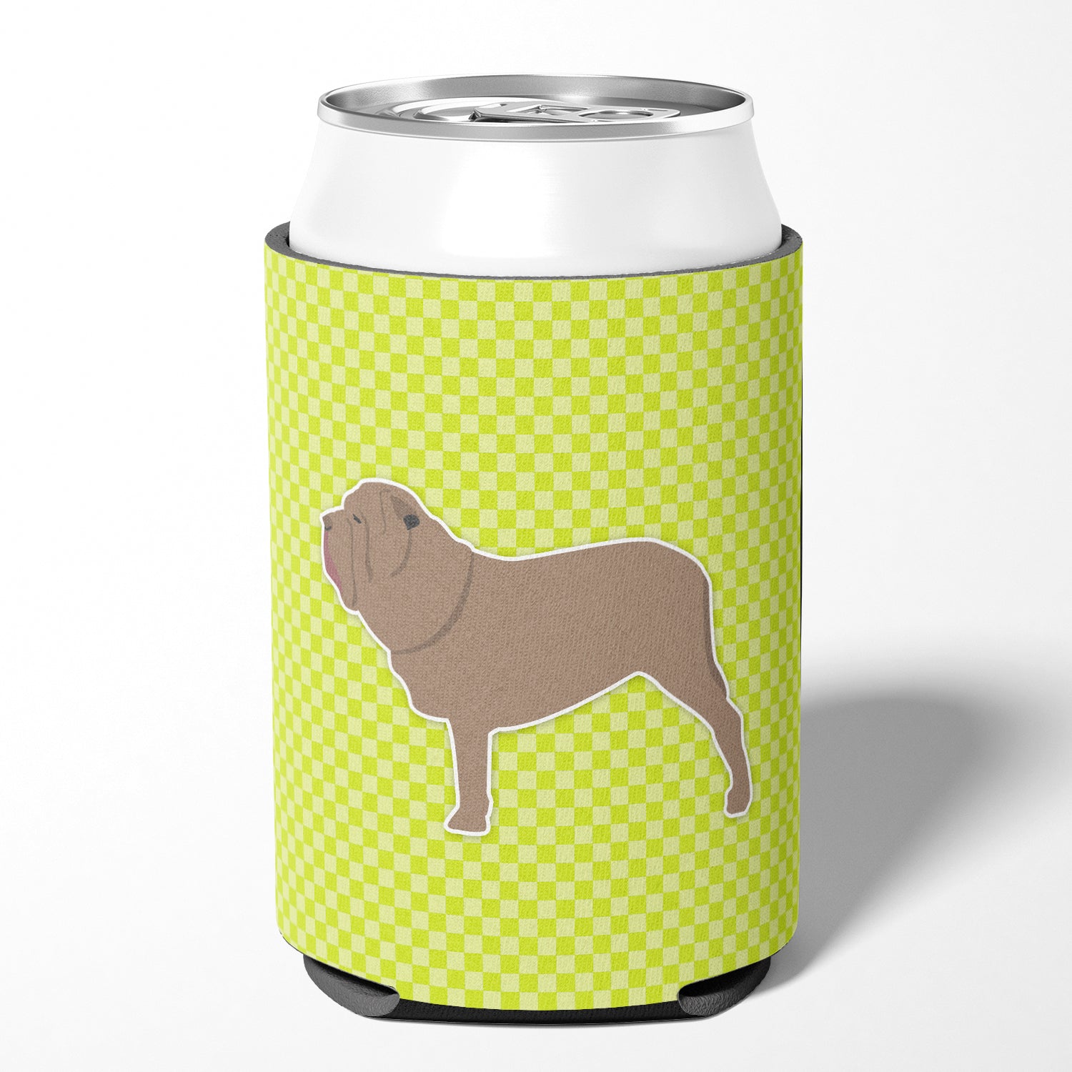 Neapolitan Mastiff Checkerboard Green Can or Bottle Hugger BB3865CC