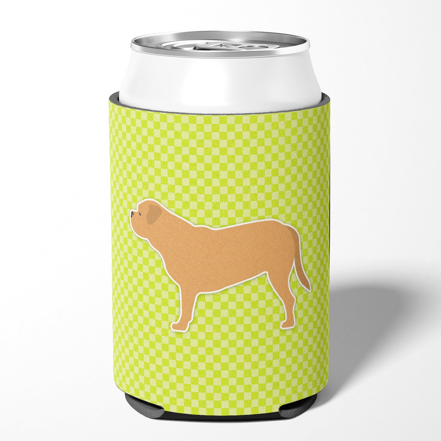 Dogue de Bordeaux Checkerboard Green Can or Bottle Hugger BB3870CC