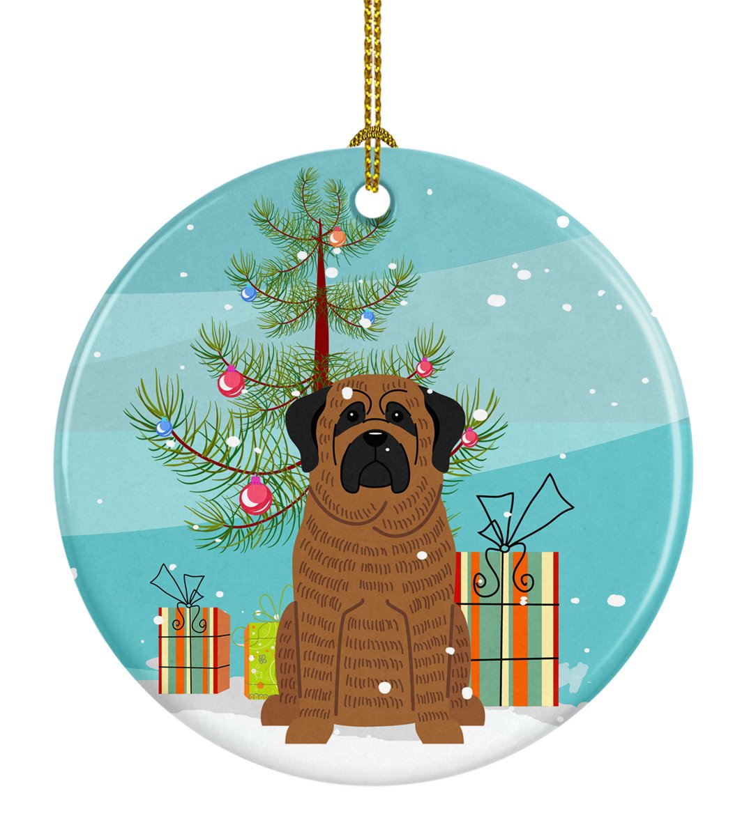 Merry Christmas Tree Mastiff Brindle Ceramic Ornament BB4140CO1 by Caroline's Treasures