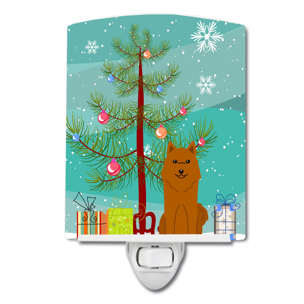 Merry Christmas Tree Karelian Bear Dog Ceramic Night Light BB4147CNL - the-store.com