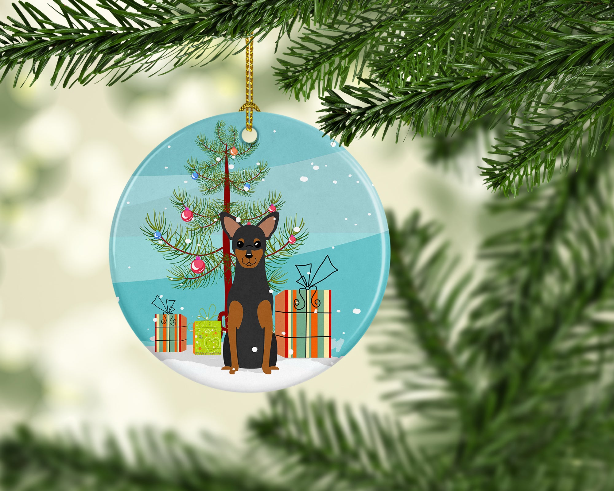 Merry Christmas Tree Manchester Terrier Ceramic Ornament BB4153CO1 - the-store.com